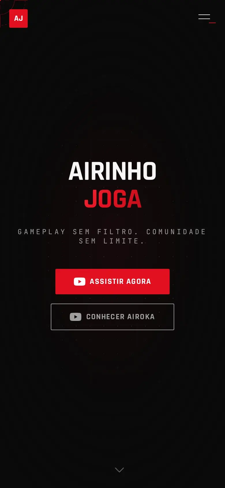 Site do canal Airinho Joga — versão smartphone