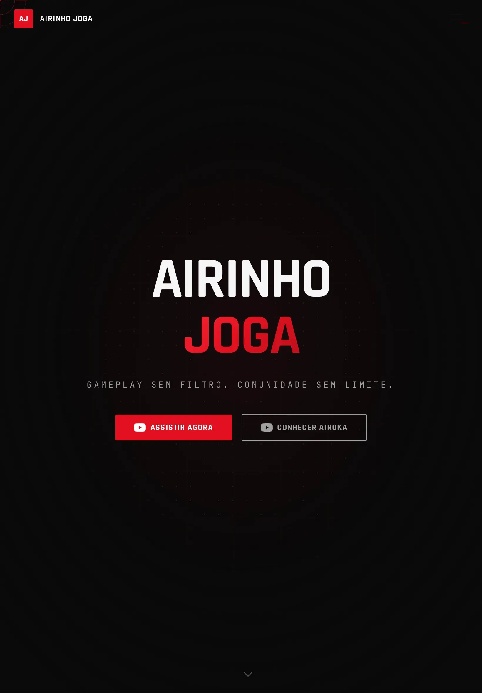 Site do canal Airinho Joga — versão tablet