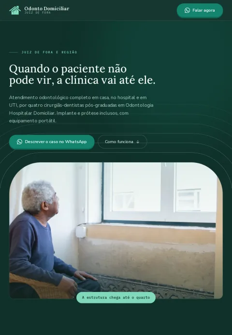 Site do Odonto Domiciliar, atendimento odontológico em domicílio em Juiz de Fora — versão tablet
