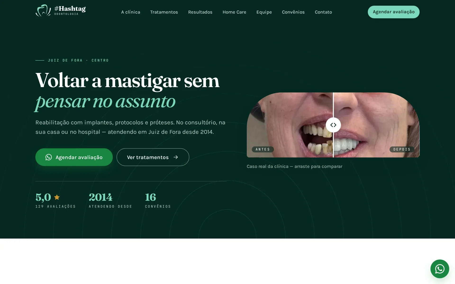 Site da Hashtag Odontologia — versão desktop