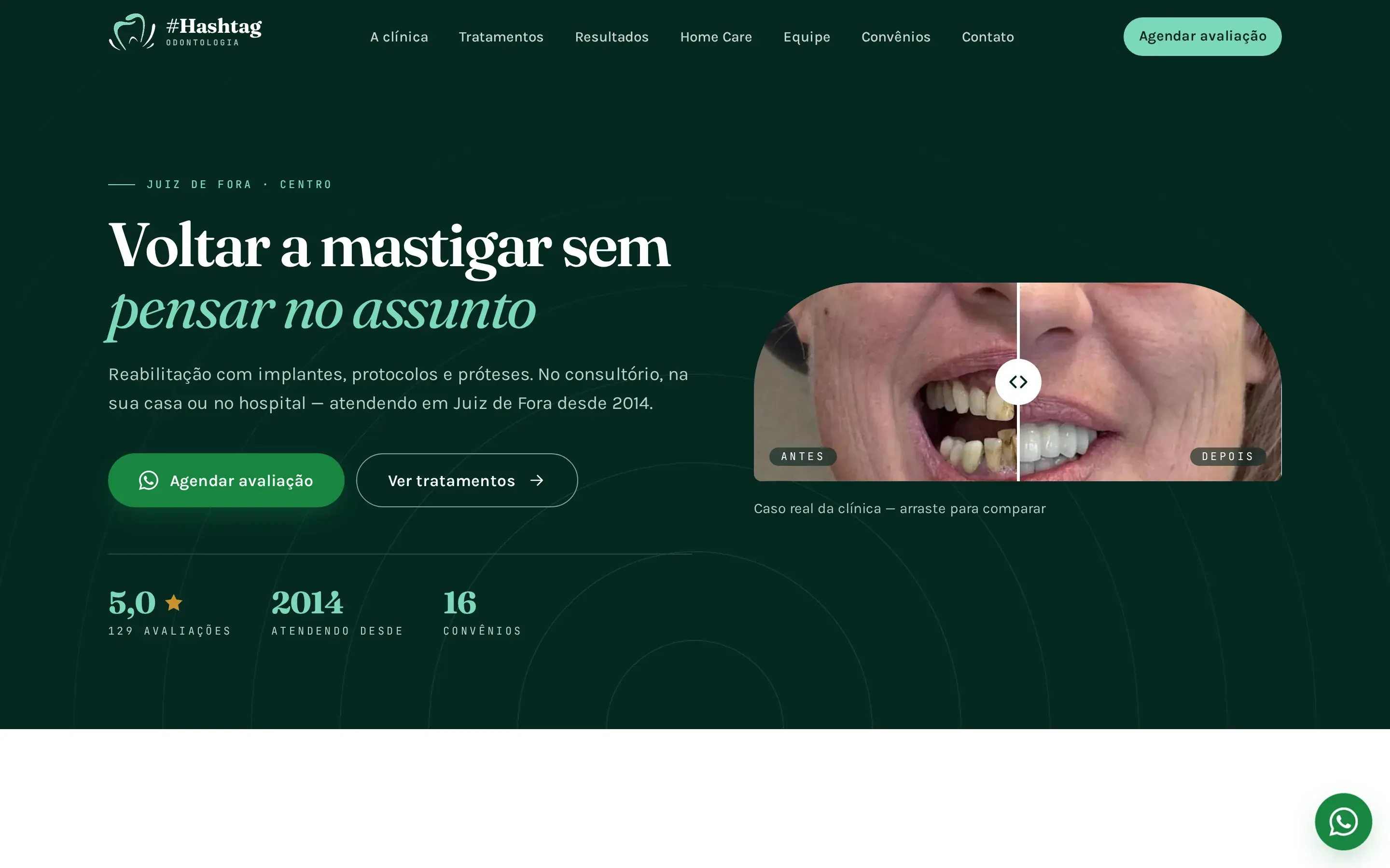 Site da Hashtag Odontologia — versão desktop