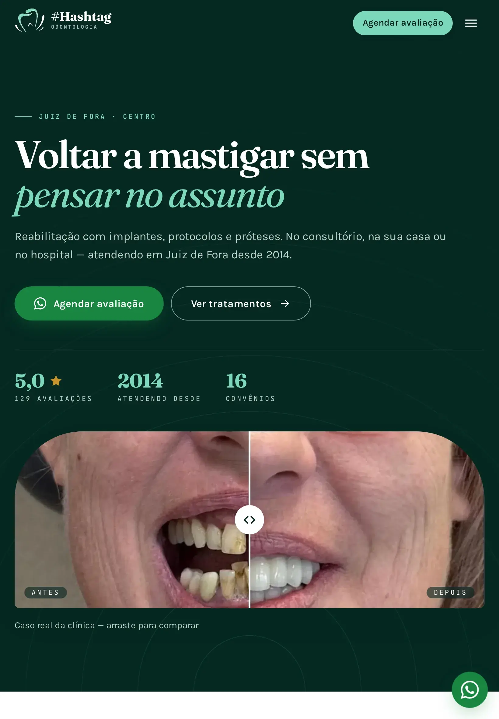 Site da Hashtag Odontologia — versão tablet