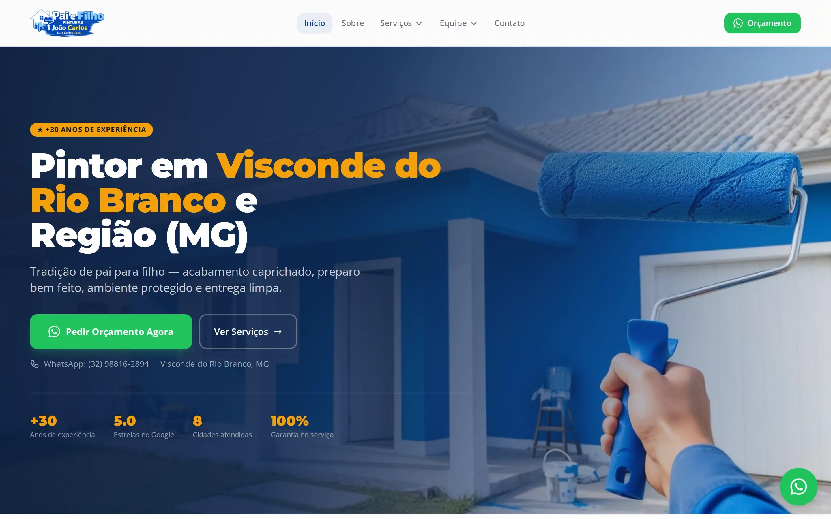 Site da Pai e Filho Pinturas — versão desktop